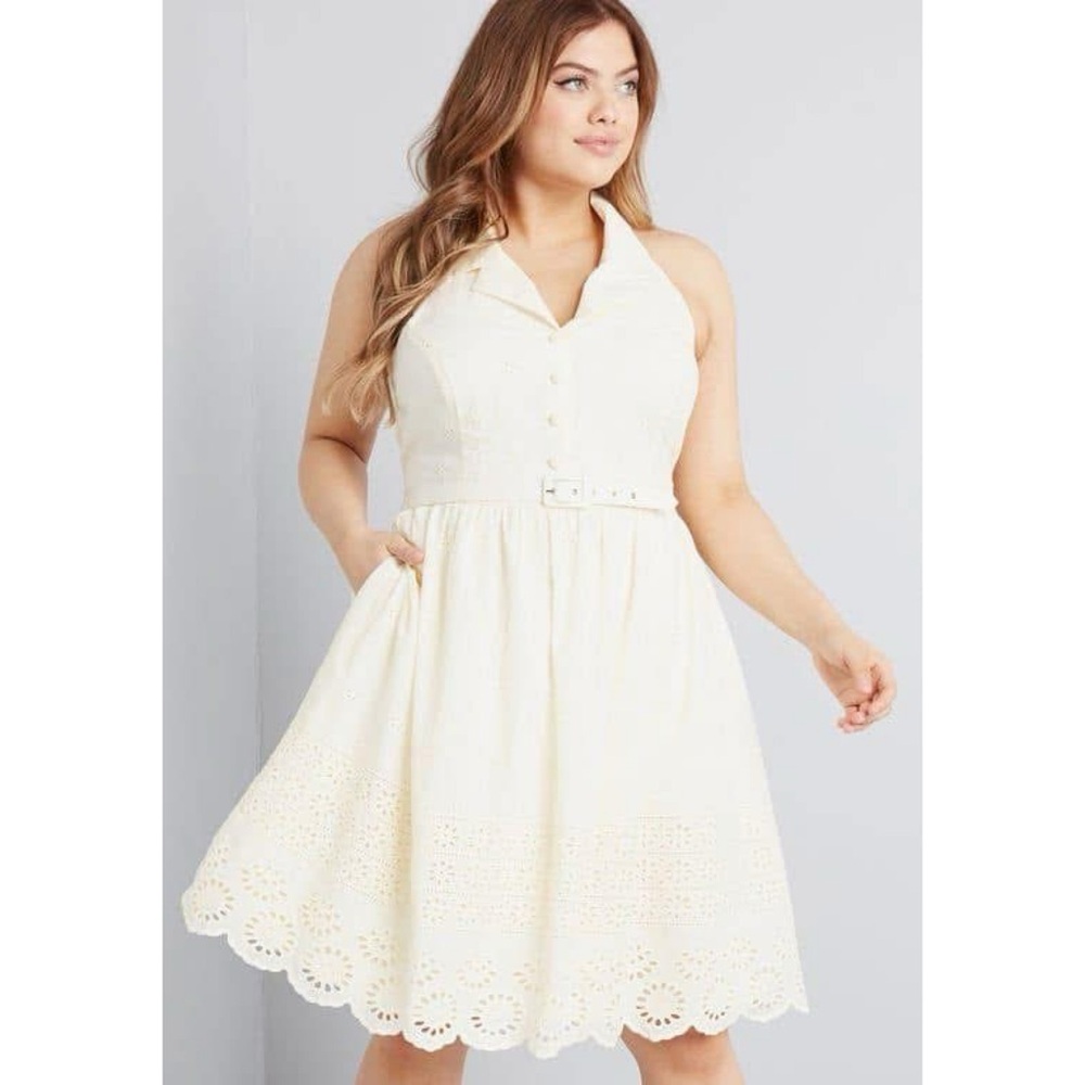ModCloth Genuine Genius Halter Shirt Dress